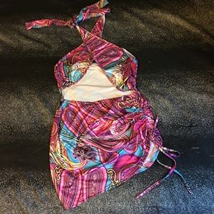 Paisley Print Criss Cross Halter Dress